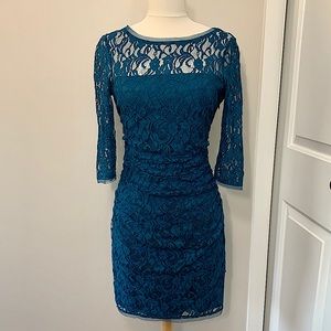 Blue Lace 3/4 Sleeve Dress